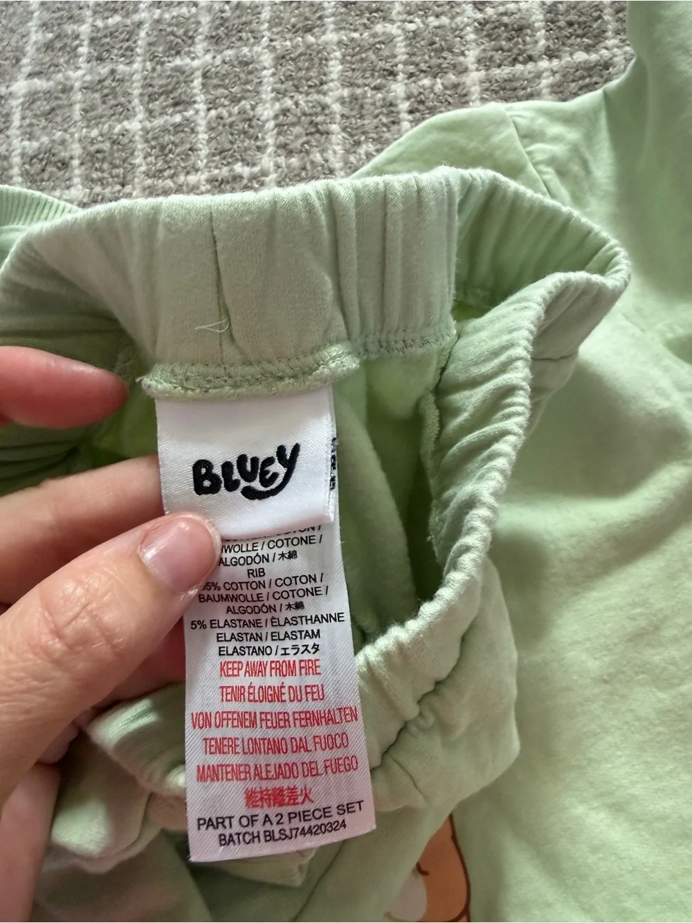 Light Green Kids Pajama Set with Bluey & Bingo Characters